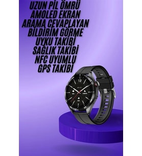 Amoled Ekran 3 Kordonlu Akıllı Saat 5.0 Bluetooth Bağlantılı Android Ve İos Uyumlu
