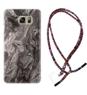 Samsung S7 Edge S20 Fe Plus Ultra S21 S22 Kılıf Boyun Asklı Rasta Silikon Gri Mermer 1376