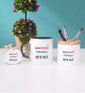 Laboratuvar Teknikeri Kupa Bardak Siyah Kalemlik ve Anahtarlık