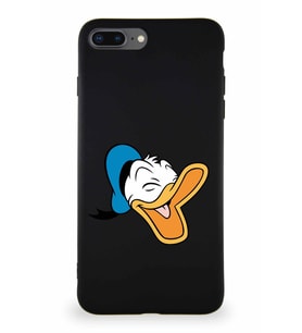 Apple iPhone 7 Plus Soft Premier Kapak Donald Duck-E Tasarımlı Silikon Kılıf - Siyah (Şeffaf)