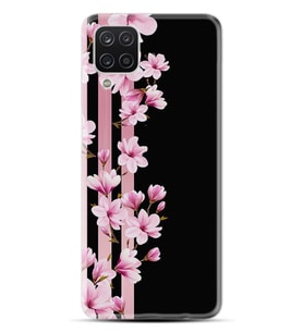 Kılıfland Samsung Galaxy A12 Kılıf Desenli Silikon Resimli Kapak Pink Flowers 3 Kılıf 1393