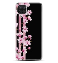 Kılıfland Samsung Galaxy A12 Kılıf Desenli Silikon Resimli Kapak Pink Flowers 3 Kılıf 1393