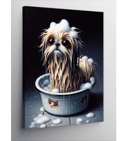Kanvas Tablo Banyo Yapan Köpek