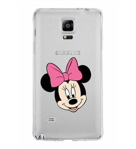 Samsung Galaxy Note 4 Kapak Minnie Mouse Tasarımlı Şeffaf Silikon Kılıf