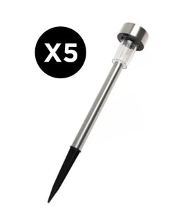 Güneş Enerjili Saplama Metal Ayaklı Bahçe Aydınlatma 5'li Set - Bahçe Lambası