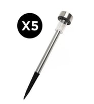 Güneş Enerjili Saplama Metal Ayaklı Bahçe Aydınlatma 5'li Set - Bahçe Lambası