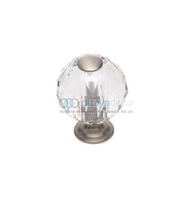 Kristal Cam Düğme Kulp 20 Mm. Krom Lüx