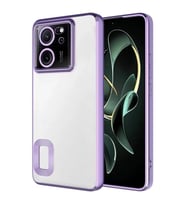 Coverzone Xiaomi Mi 13T ile uyumlu K?l?f Kamera Korumal? Logo G�steren Parlak renk kenar �izgileri ile ??k bir tasar?m Colored Z-Omega Kapak Lila