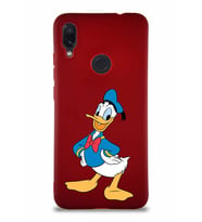 Xiaomi Redmi Note 7 Soft Premier Kapak Donald Duck-C Tasarımlı Silikon Kılıf - Mürdüm (Şeffaf)