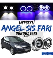 Ford Focus 2.5 2009-2011 Uyumlu Mercekli Angel Sis Farı Metal 76 mm Mavi Halkalı Gündüz Farı 2 Adet