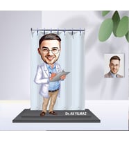 Doktor Tasarımlı Kişiye Özel Karikatürlü Ahşap Biblo