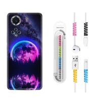 Huawei Nova Y70 Y90 Nova 9 SE  Kılıf Kablo Koruma Spiral Silikon Star Planet 1652