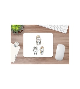 Kediler Baskılı Mouse Pad, Diktörgen Mousepad, Mause Pad, Ofis Mausepad, Kaymaz Taban