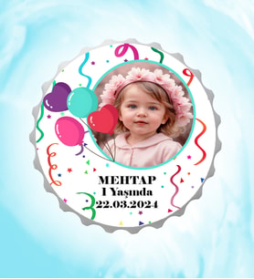Kişiye Özel Balonlu Resimli İsimli Parti Magnet Kapak Açacak