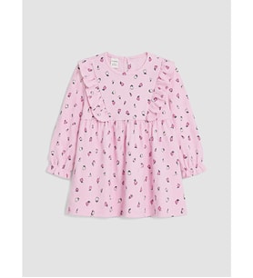 LC WAIKIKI Pembe Çiçekli Fırfırlı Kız Çocuk Elbise