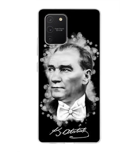 Samsung Galaxy S10 Lite Uyumlu Kapak Atatürk Tasarımlı Şeffaf Silikon Kılıf