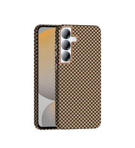 Galaxy S25 Plus Kılıf M-safe Şarj Özellikli Karbon Fiber Görünümlü Gros Kılıf Desert Titanyum