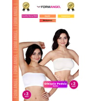 #Bandeo Seamless Toparlayıcı Kadın Basic Örme Dikişsiz Pedsiz Bandeo Büstiyer 6'lı Set (Beyaz Ten)