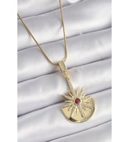 316L Çelik Gold Renk Zirkon Taşlı Yıldız Model Kadın Kolye - TJ-BKO9518