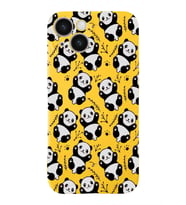 Apple iPhone 14 Uyumlu Lansman Kılıf Panda Tasarımlı İçi Kadife Kapak-Sarı (Şeffaf)