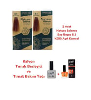 NATURA BALANCE SAÇ BOYASI 8.1 KÜLLÜ AÇIK KUMRAL BAKIR 2 ADET + KALYON TIRNAK BESLEYİCİ VE BAKIM YAĞI