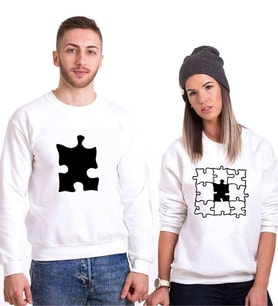 Tshirthane Eksik Parçam Puzzle Sevgili Kombinleri Sweatshirt Kombini (Tek Ürün Fiyatıdır.)