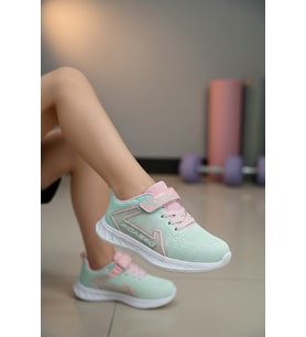 Enoch Kız Çocuk Pembe Renk Geçişli Cırt Cırtlı Rahat Spor Ayakkabı