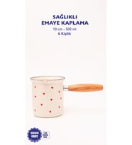 Cupid Emaye Ahşap Saplı Cezve (500ml-6 kişilik)
