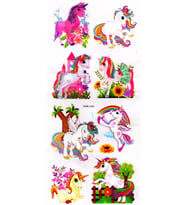 Duvar Sticker Kabartmalı 3 Boyutlu Sticker, 3d Duvar Stiker (XMB006) 55x25 cm - Unicorn Rainbow