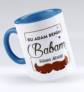 BK Gift Kişiye Özel Bu Adam Benim Babam Tasarımlı Mavi Kupa Bardak - Model 1