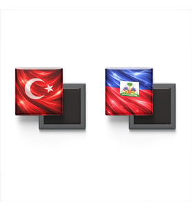 Buzdolap Magnetleri - Haiti Bayrağı ve Türk Bayrağı - 2'li Set Magneti