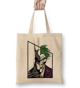 Batman Ve Joker Çizgiroman Karesi Bez Çanta Uzun Saplı