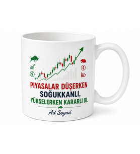 Borsa Grafikleri Yükseliş Çizimli Yatırımlarını Katlayan Borsacı Kupa Bardak Hediye