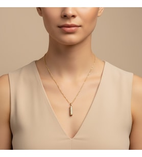 STİL İNCİSİ/XUPING JEWELRY SİLİNDİR  MODEL ZİRKON TAŞLI KOLYE (Altın Rengi)