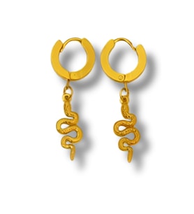 Waves And Pebbles Gold Snake Küpe