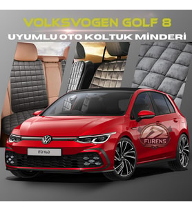 Volksvogen Golf 8 Antrasit Renk Tay Tüyü Cepli & Terletmez Sırtlı Oto Koltuk Minder Seti - Koltuk Koruma Kılıfı (ÖN & ARKA TAM SET)