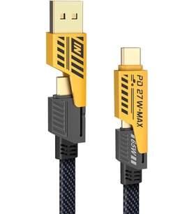 USB Şarj Kablosu: Type C to Lightning Örgü Şarj Kablosu USB A/USB C 65W Tip C/27W PD Her Cihaz ile Uyumlu Metal Başlıklı