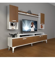 Decoraktiv Ekoflex 5DA Slm Silver Tv Ünitesi Tv Sehpası - Beyaz Ceviz (Beyaz - Ceviz)