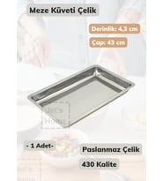 Çelik Meze Küveti 43 cm Paslanmaz Çelik Tabak