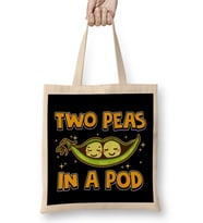 Cute & Funny Two Peas In a Pod Adorable Food Pun Bez Çanta Uzun Saplı