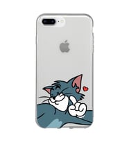 Iphone 7 Plus / 8 Plus Uyumlu Tom ve Jerry Öpücük Desenli Şeffaf Telefon Kılıfı