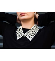 Özel Tasarım Takılabilir Kadın/Erkek Taş İşlemeli Kumaş Yaka - Her Tarza Uyumlu Şık Detay