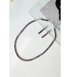 Mor Zirkon Taşlı Silver 5 mm Su Yolu Bijuteri Takı Seti (Gümüş)