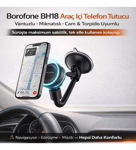 Borofone BH18 Araç İçi Telefon Tutucu Vantuzlu Mıknatıslı Cam ve Torpido Uyumlu