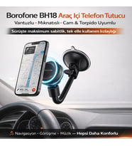 Borofone BH18 Araç İçi Telefon Tutucu Vantuzlu Mıknatıslı Cam ve Torpido Uyumlu