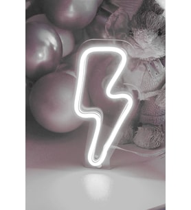 Şimşek Şekilli Neon Led Işıklı Çocuk Odası Tablo 10x20 cm (Krem)