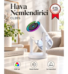 Yıldızlı Gökyüzü Projeksiyonlu Hava Nemlendirici Araç İçi Ofis Uyumlu RGB Işıklı Döner Başlıklı Taşınabilir Buhar Makinesi [280 ml]