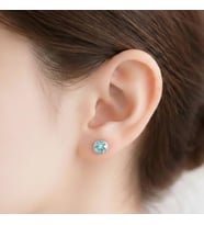 Doğal Mavi Topaz Taşlı Gümüş Küpe (Silver)