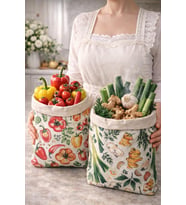NUMI Naturals Premium Sebze Desenli Balmumu Gıda Saklama Torbası 2’li Set (30x30 cm)