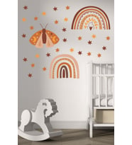 Bohem Gökkuşağı ve Kelebek Çocuk Odası Duvar Sticker Dekorasyon Seti Model 4 (Karışık)